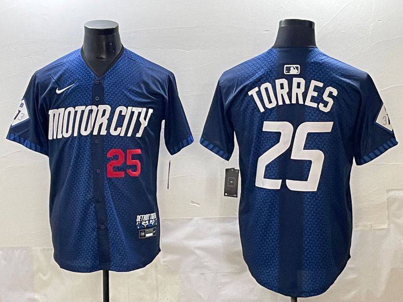 Men 2025 Detroit Tigers #25 Torres Blue Nike MLB Jersey style 7154->detroit tigers->MLB Jersey